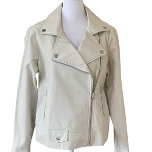 Vine & Valley Vanilla (Creamy White) Faux Leather Moto Jacket Size M | NWT